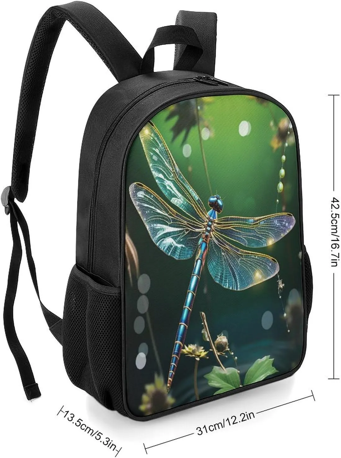 Lightweight Backpacks Cute Travel Bag Durable Dragonfly Green Printing Small Travel Backpack For Women & Men