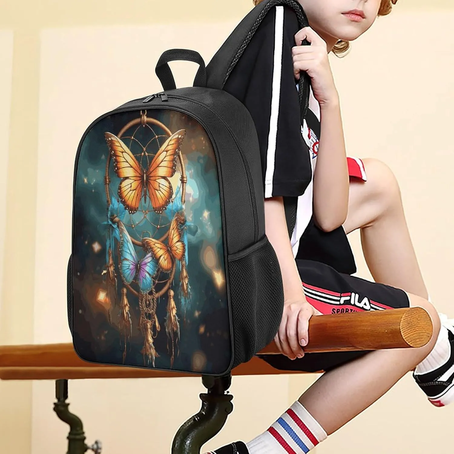 Lightweight Backpacks Cute Travel Bag Durable Dream Catcher Butterfly Printing Small Travel Backpack For Women & Men