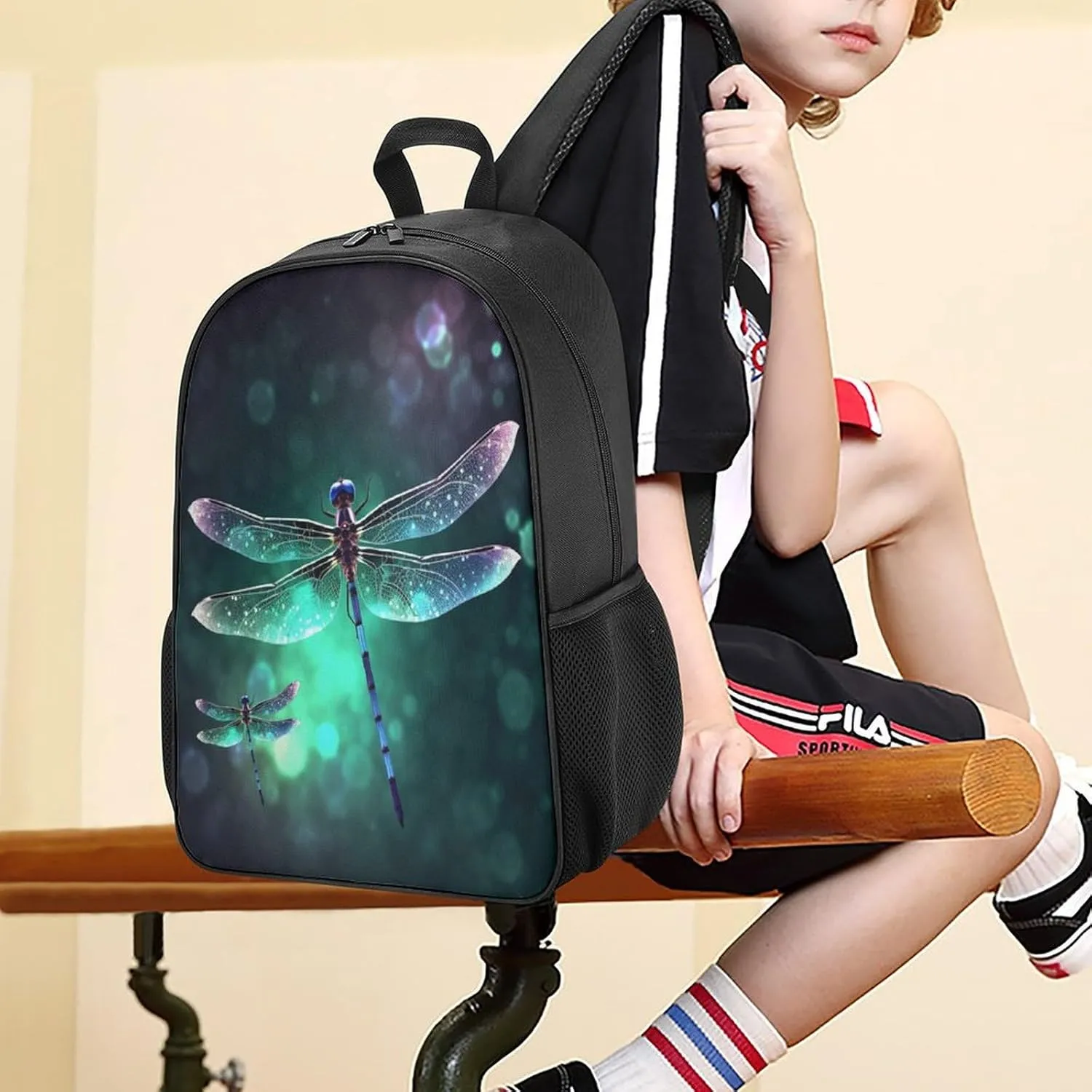 Lightweight Backpacks Cute Travel Bag Durable Galaxy Animal Dragonfly Printing Small Travel Backpack For Women & Men