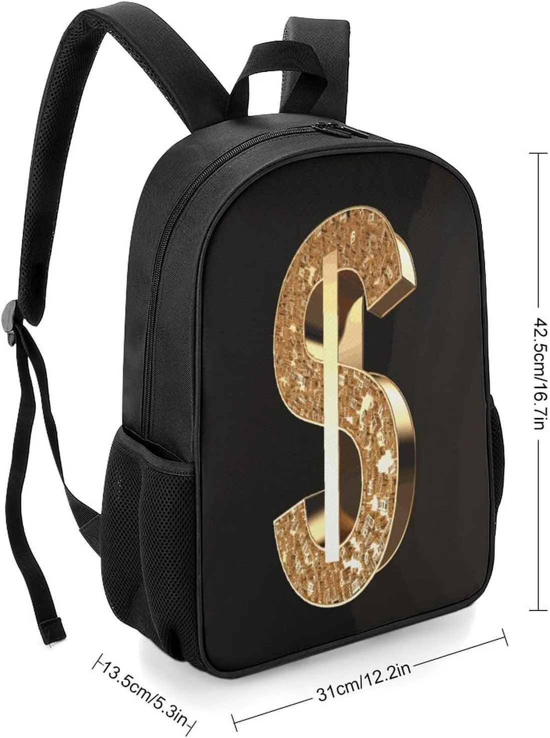 Lightweight Backpacks Cute Travel Bag Durable Gold Dollar Sign Printing Small Travel Backpack For Women & Men
