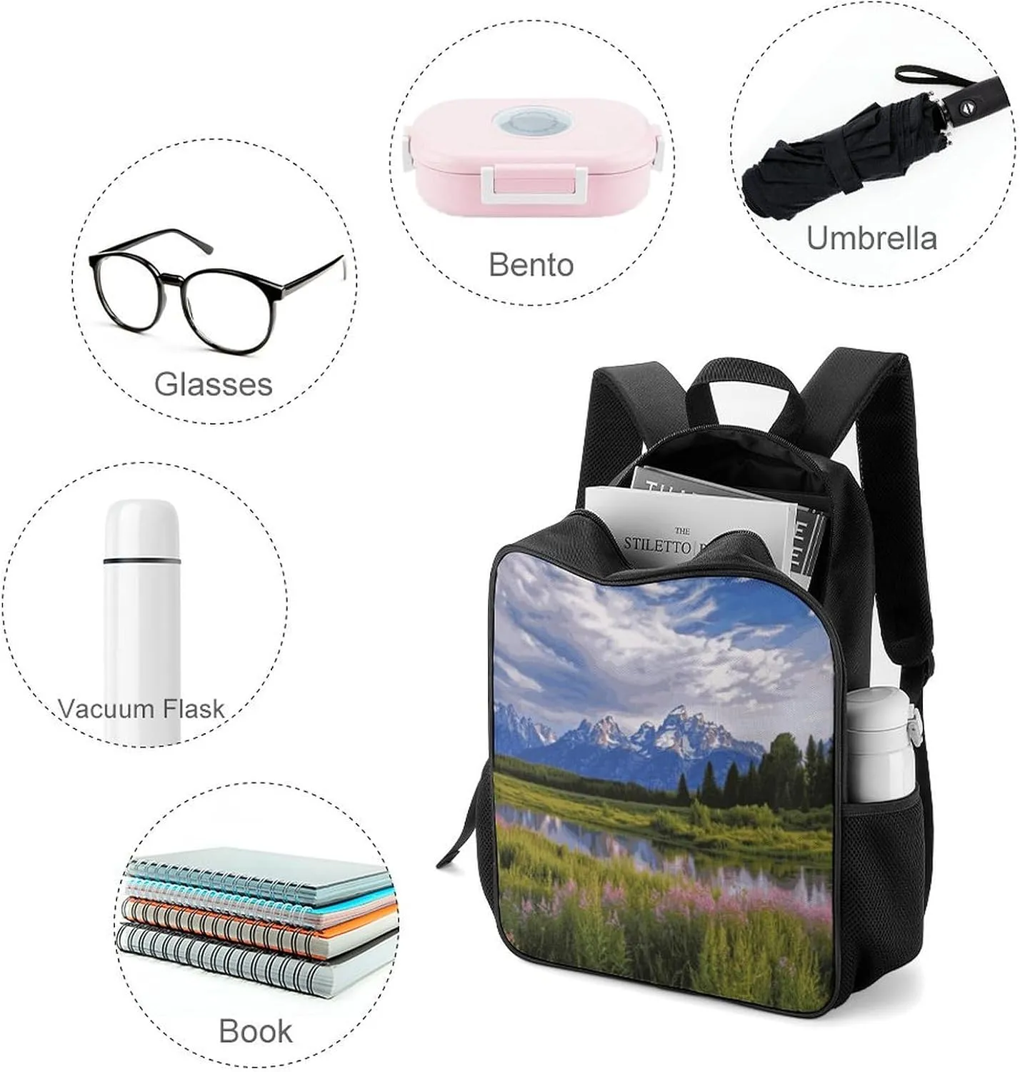 Lightweight Backpacks Cute Travel Bag Durable Grand Teton Printing Small Travel Backpack For Women & Men