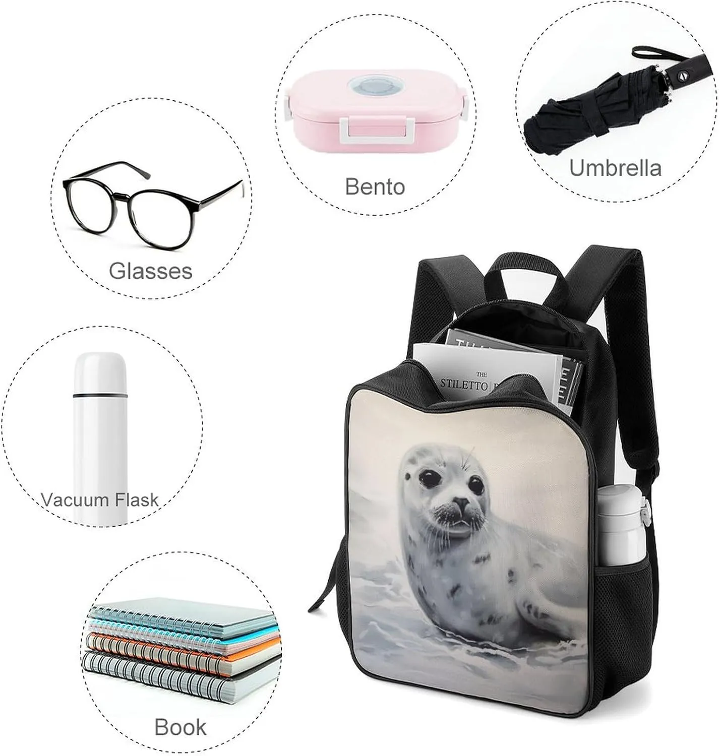 Lightweight Backpacks Cute Travel Bag Durable Harp Painting Printing Small Travel Backpack For Women & Men