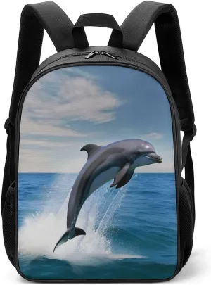 Lightweight Backpacks Cute Travel Bag Durable Jumping Up Dolphins Printing Small Travel Backpack For Women & Men