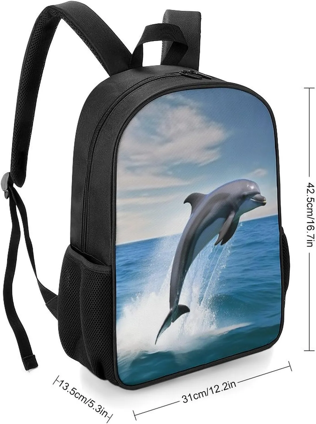Lightweight Backpacks Cute Travel Bag Durable Jumping Up Dolphins Printing Small Travel Backpack For Women & Men