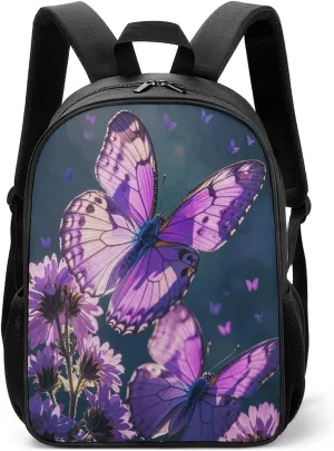Lightweight Backpacks Cute Travel Bag Durable Lovely Purple Butterflys Printing Small Travel Backpack For Women & Men
