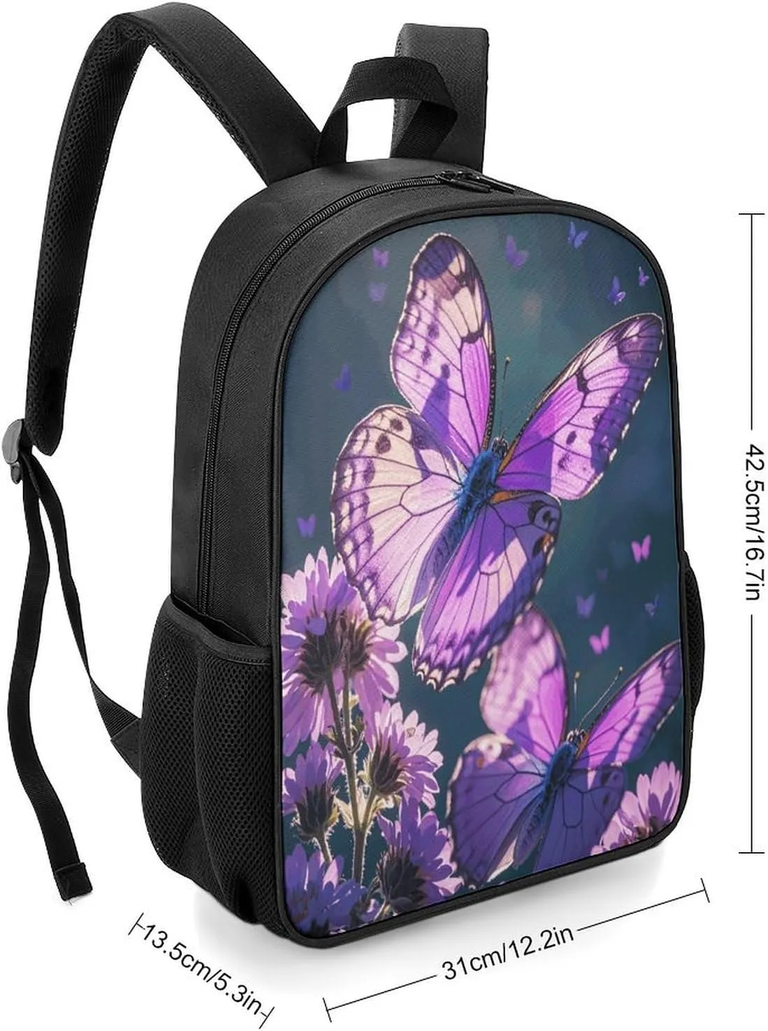 Lightweight Backpacks Cute Travel Bag Durable Lovely Purple Butterflys Printing Small Travel Backpack For Women & Men