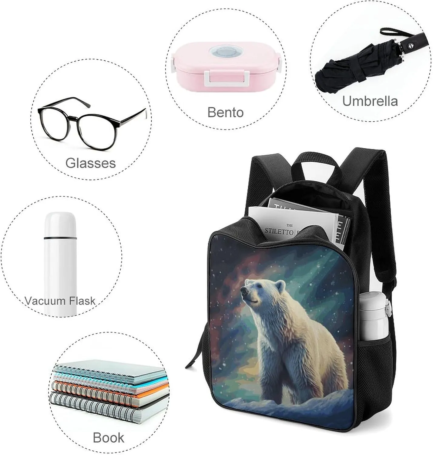 Lightweight Backpacks Cute Travel Bag Durable Polar Bear Printing Small Travel Backpack For Women & Men