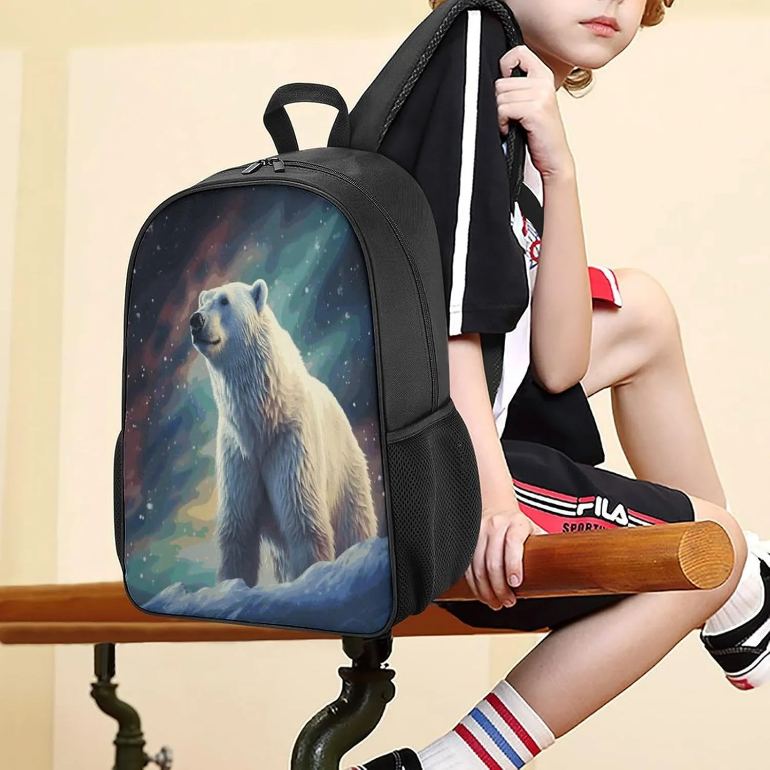 Lightweight Backpacks Cute Travel Bag Durable Polar Bear Printing Small Travel Backpack For Women & Men