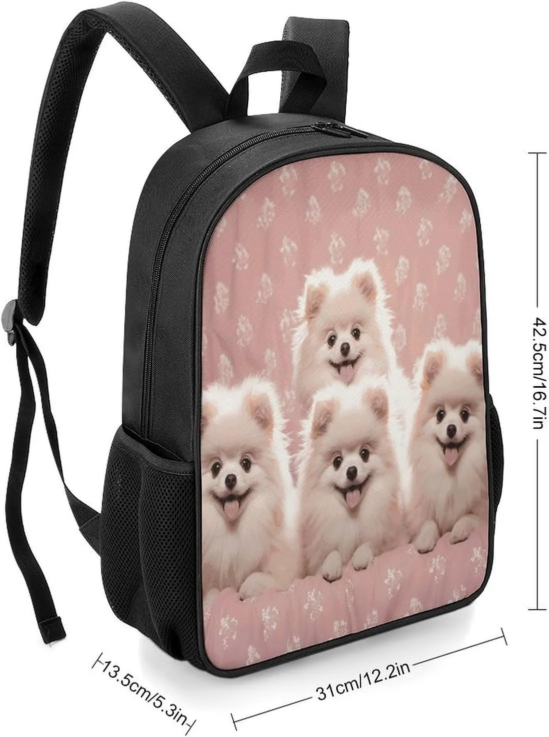 Lightweight Backpacks Cute Travel Bag Durable Pomeranians Puppies Printing Small Travel Backpack For Women & Men