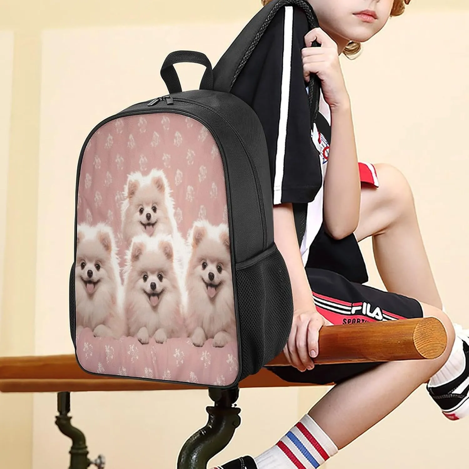 Lightweight Backpacks Cute Travel Bag Durable Pomeranians Puppies Printing Small Travel Backpack For Women & Men