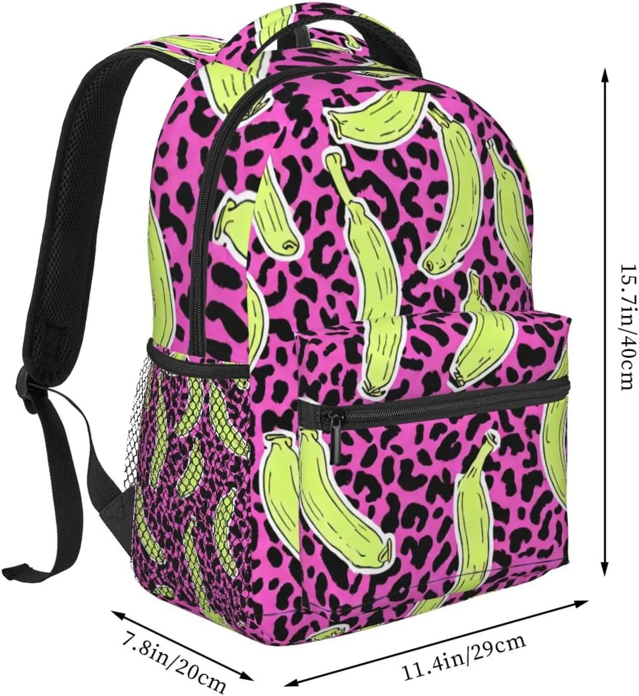 Lightweight Daypack Backpack for Sports Travel Running - Large Capacity Multipurpose Anti-Theft Bookbag, Banana Leopard Pattern Laptop Backpack Daypack