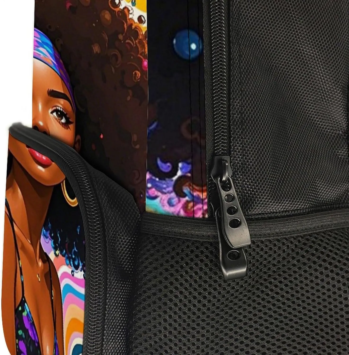 Lightweight Daypack Backpack for Trekking Work Running - Big Capacity Multipurpose Anti-Theft Bookbag, Chic Cartoon Black Woman African American Woman Art Business Computer Bag