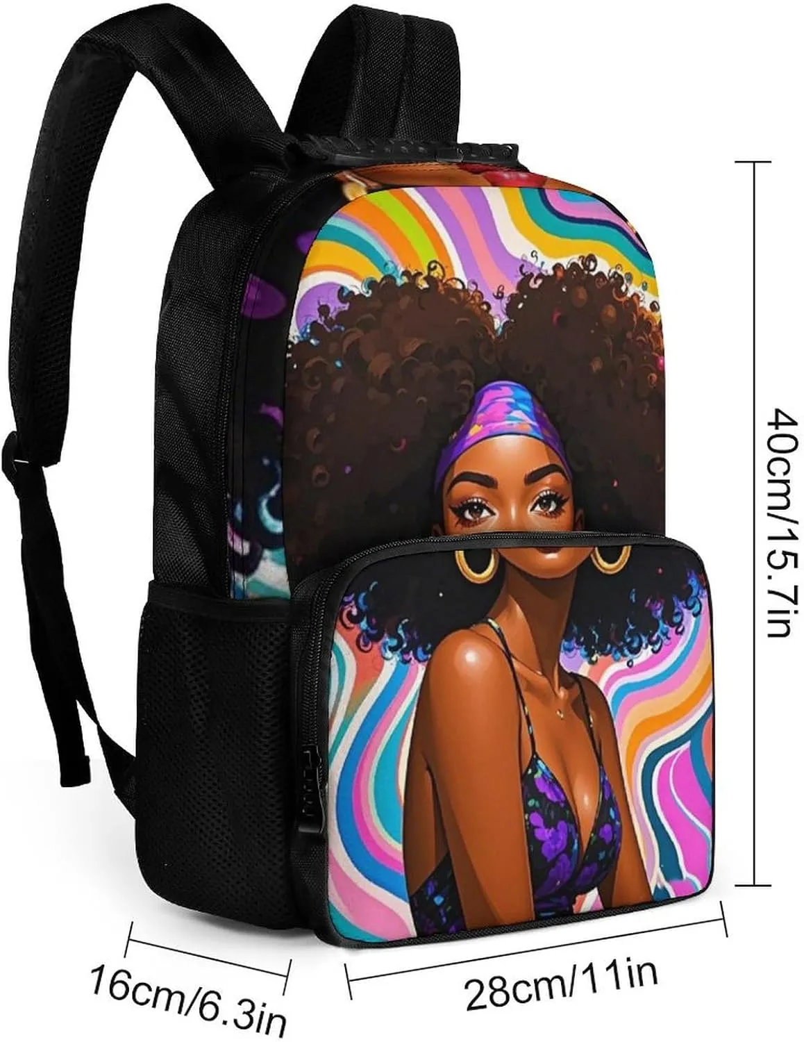 Lightweight Daypack Backpack for Trekking Work Running - Big Capacity Multipurpose Anti-Theft Bookbag, Chic Cartoon Black Woman African American Woman Art Business Computer Bag