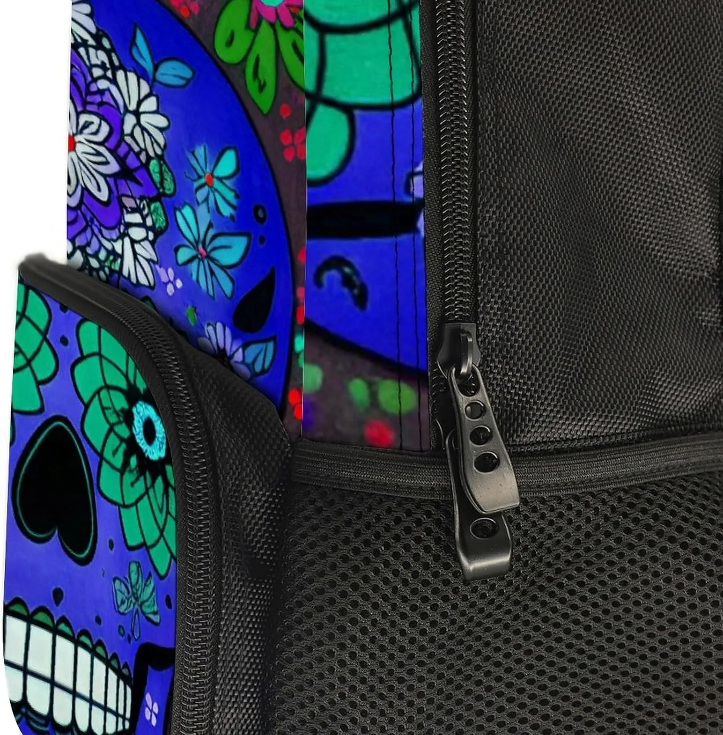 Lightweight Daypack Backpack for Trekking Work Running - Big Capacity Multipurpose Anti-Theft Bookbag, Grunge Mexican Sugar Skulls Day Of The Dead Flowers Art Business Computer Bag