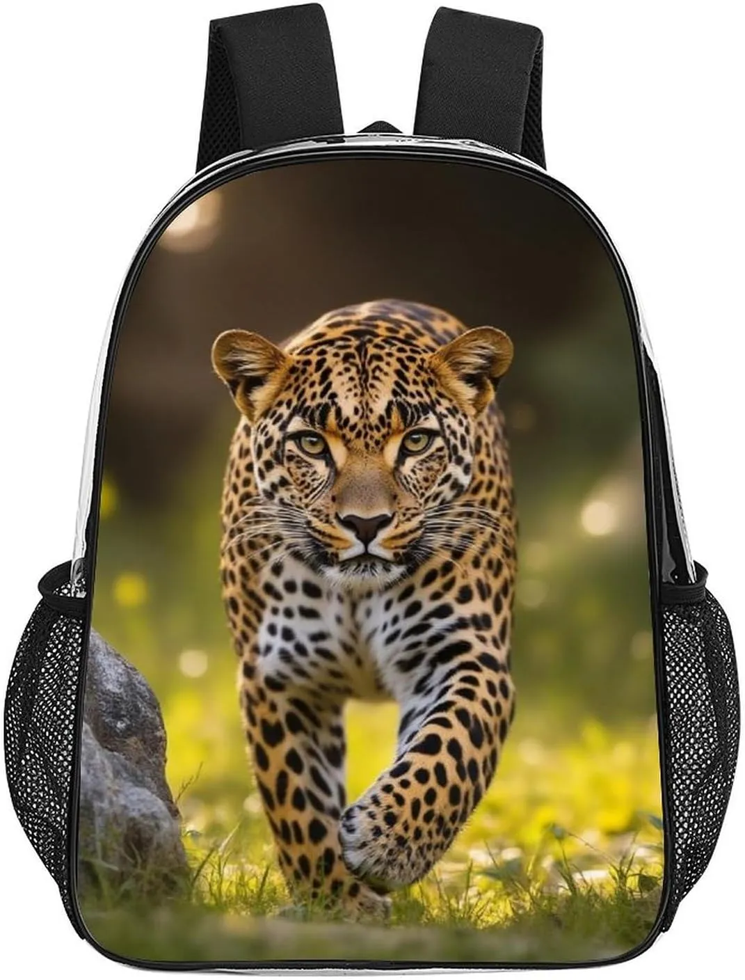 Lightweight Daypack for Camping Business Walking Cycling - Large Capacity Transparent Multipurpose Bookbag, Leopard Cheetah Art Gym Outdoor Hiking Backpack
