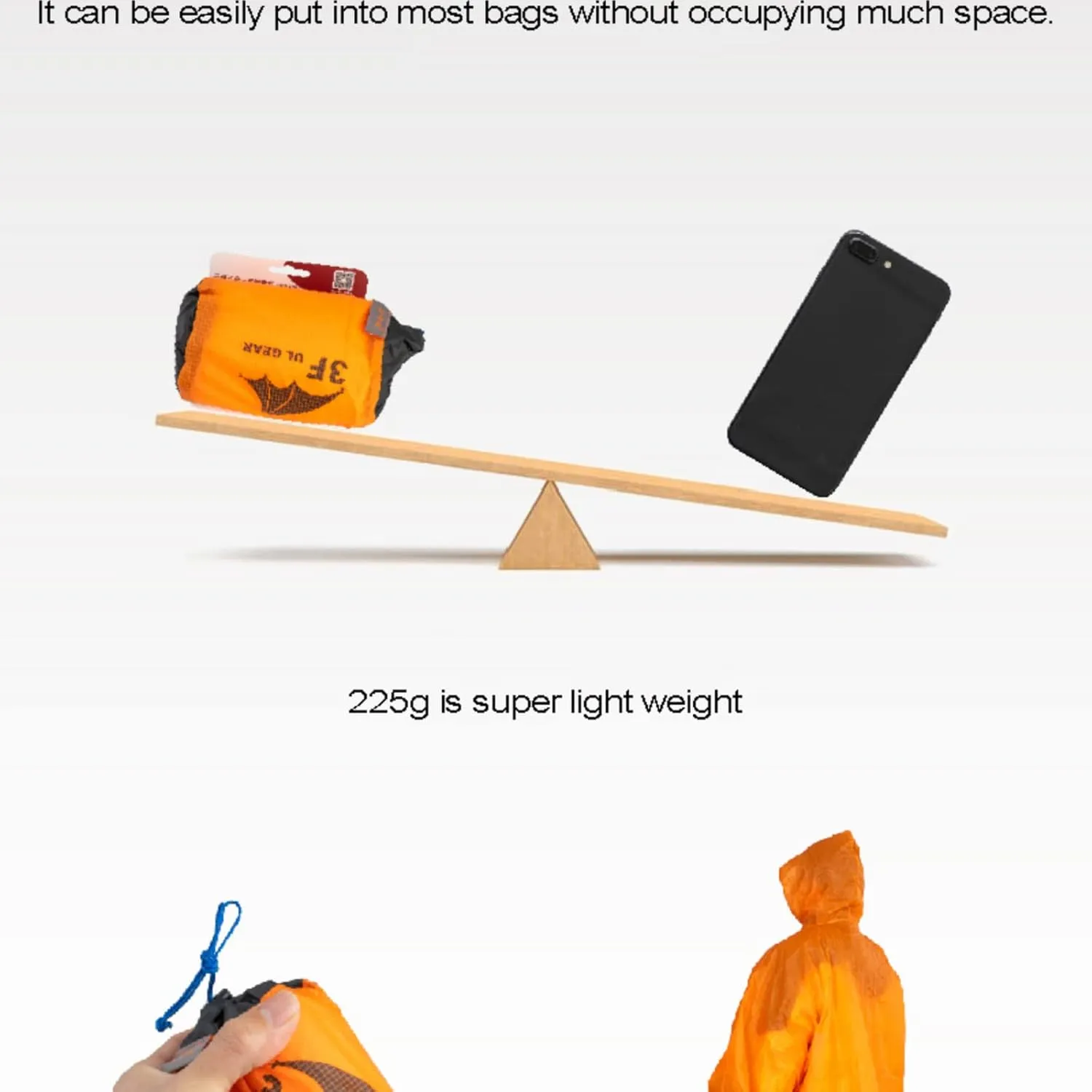 Lightweight Hiking Poncho, Waterproof Backpack Poncho Raincoat for Outdoor Trekking, Camping, Hiking