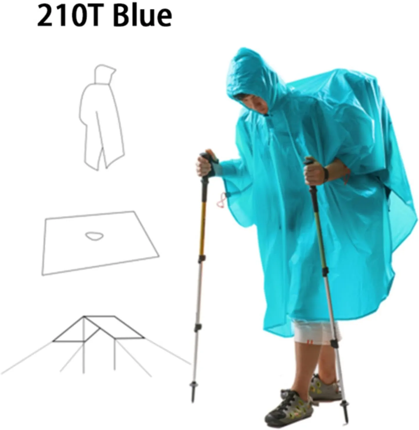 Lightweight Hiking Poncho, Waterproof Backpack Poncho Raincoat for Outdoor Trekking, Camping, Hiking