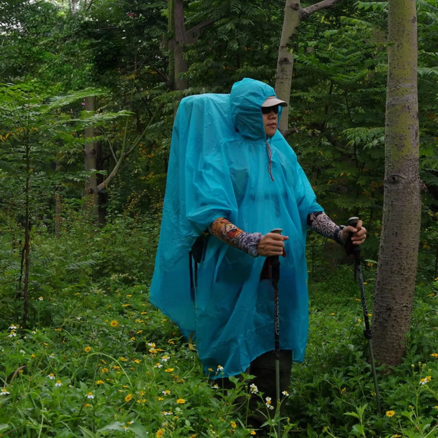 Lightweight Hiking Poncho, Waterproof Backpack Poncho Raincoat for Outdoor Trekking, Camping, Hiking