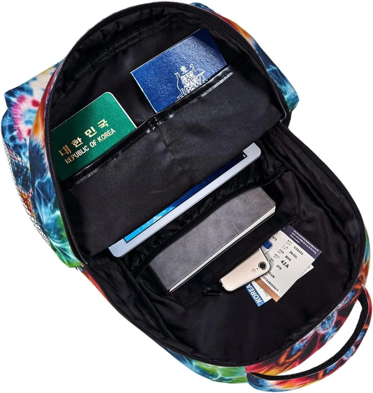 Lightweight Rucksacks for Climbing Outdoors Walking Cycling - Large Capacity Anti-Theft Multipurpose Carry On Bag, Tie Dye Art Camping Outdoor Backpack