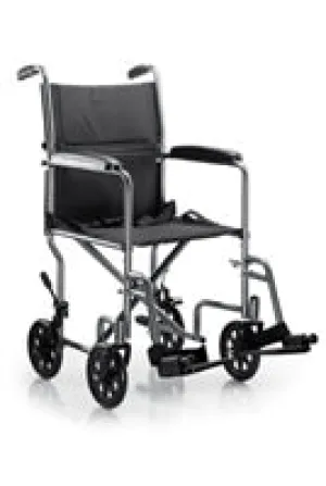 Lightweight Transport Chair, McKesson, Steel Frame with Silver Vein Finish 250 lbs. Weight Capacity Fixed Height / Padded Arm Black, 146-TR39E-SV