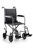 Lightweight Transport Chair, McKesson, Steel Frame with Silver Vein Finish 250 lbs. Weight Capacity Fixed Height / Padded Arm Black, 146-TR39E-SV