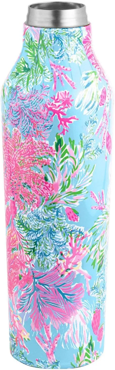 Lilly Pulitzer Stainless Steel Water Bottle, 18 Oz Metal Water Bottle, Double Wall Insulated Tumbler with Lid, Cay to my Heart