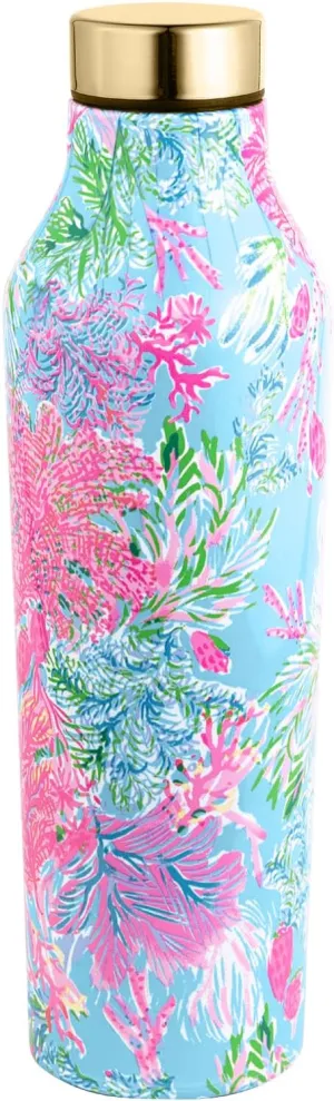 Lilly Pulitzer Stainless Steel Water Bottle, 18 Oz Metal Water Bottle, Double Wall Insulated Tumbler with Lid, Cay to my Heart