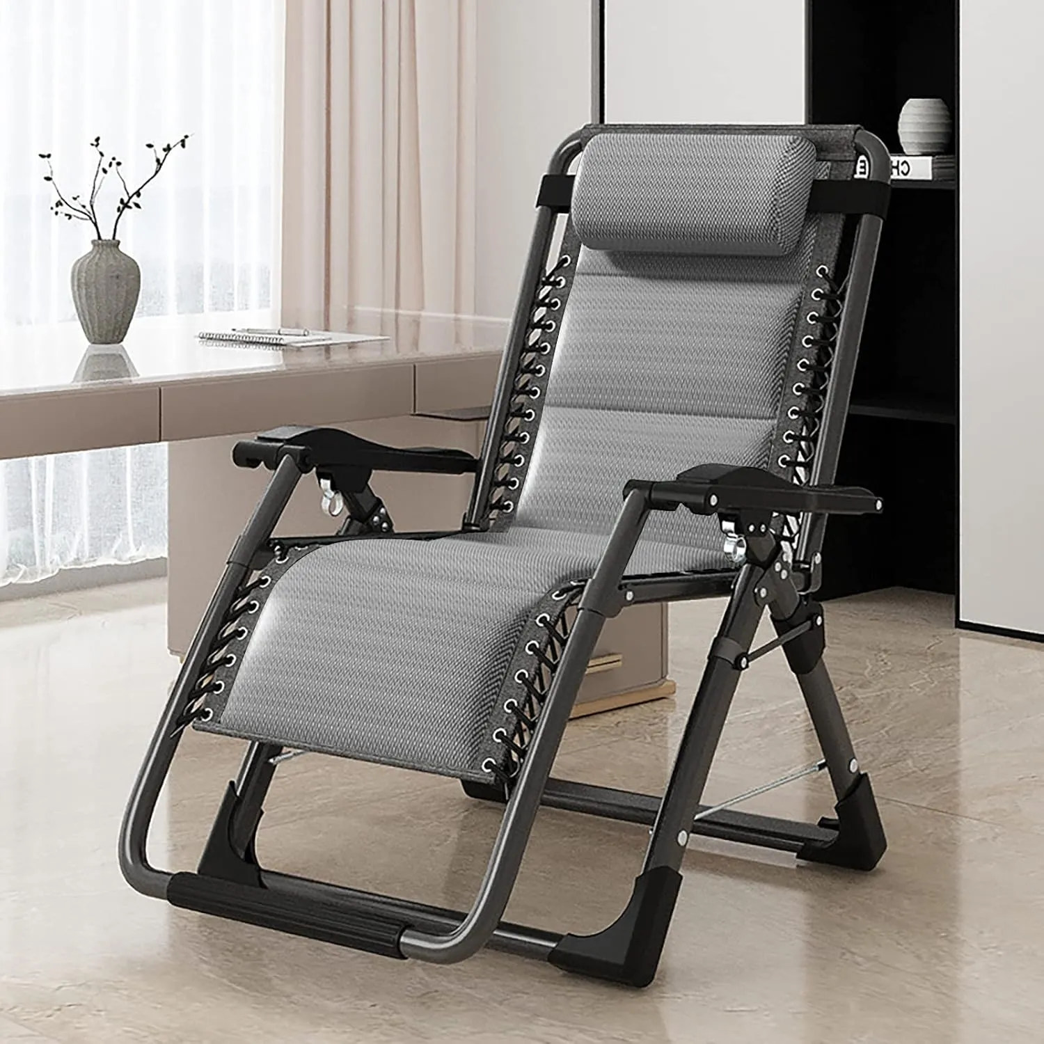 LILYPELLE Zero Gravity Chair, Premium Lawn Recliner Folding Portable Chaise Lounge with Detachable Headrest and Cup Holder, Reclining Patio Lounger Chair