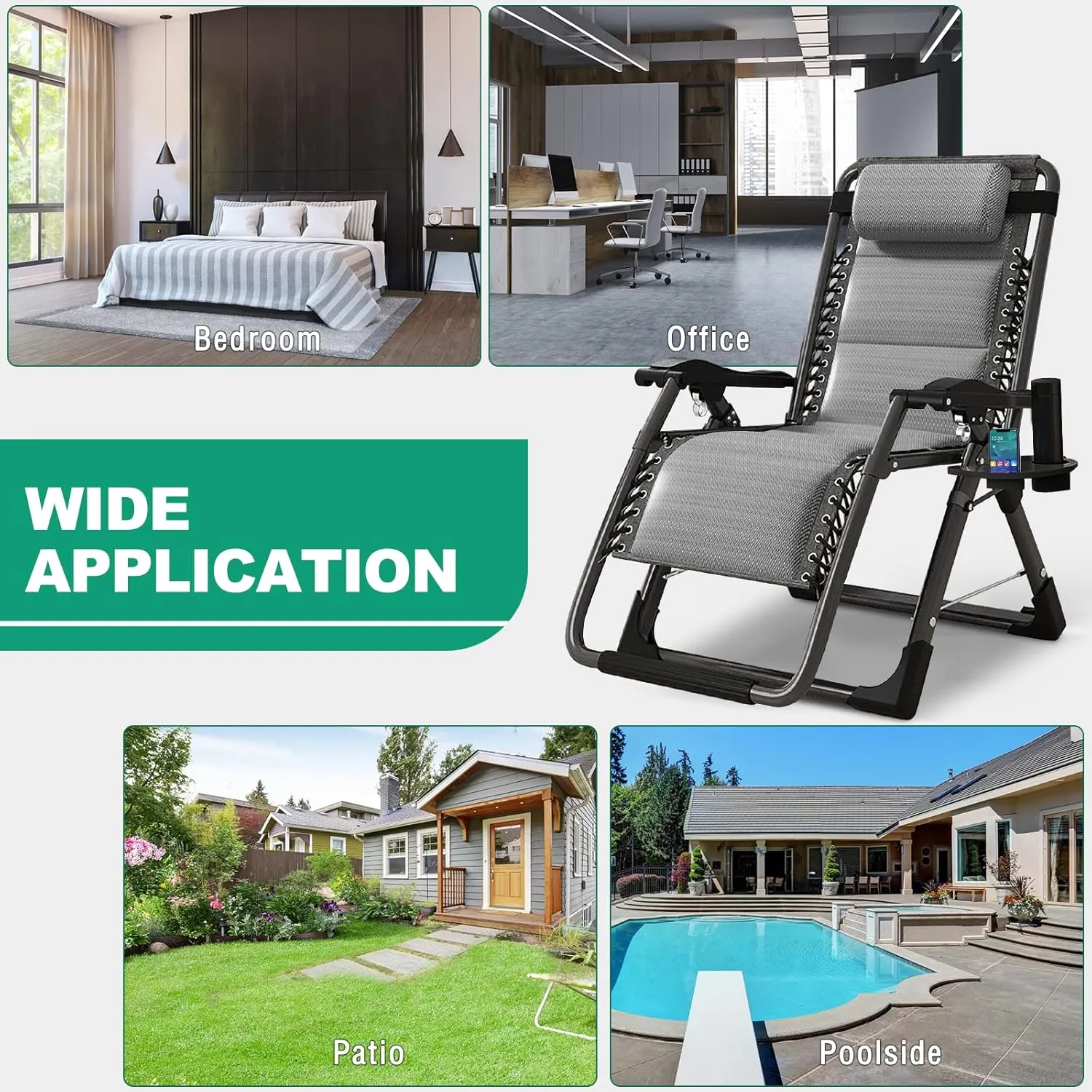 LILYPELLE Zero Gravity Chair, Premium Lawn Recliner Folding Portable Chaise Lounge with Detachable Headrest and Cup Holder, Reclining Patio Lounger Chair