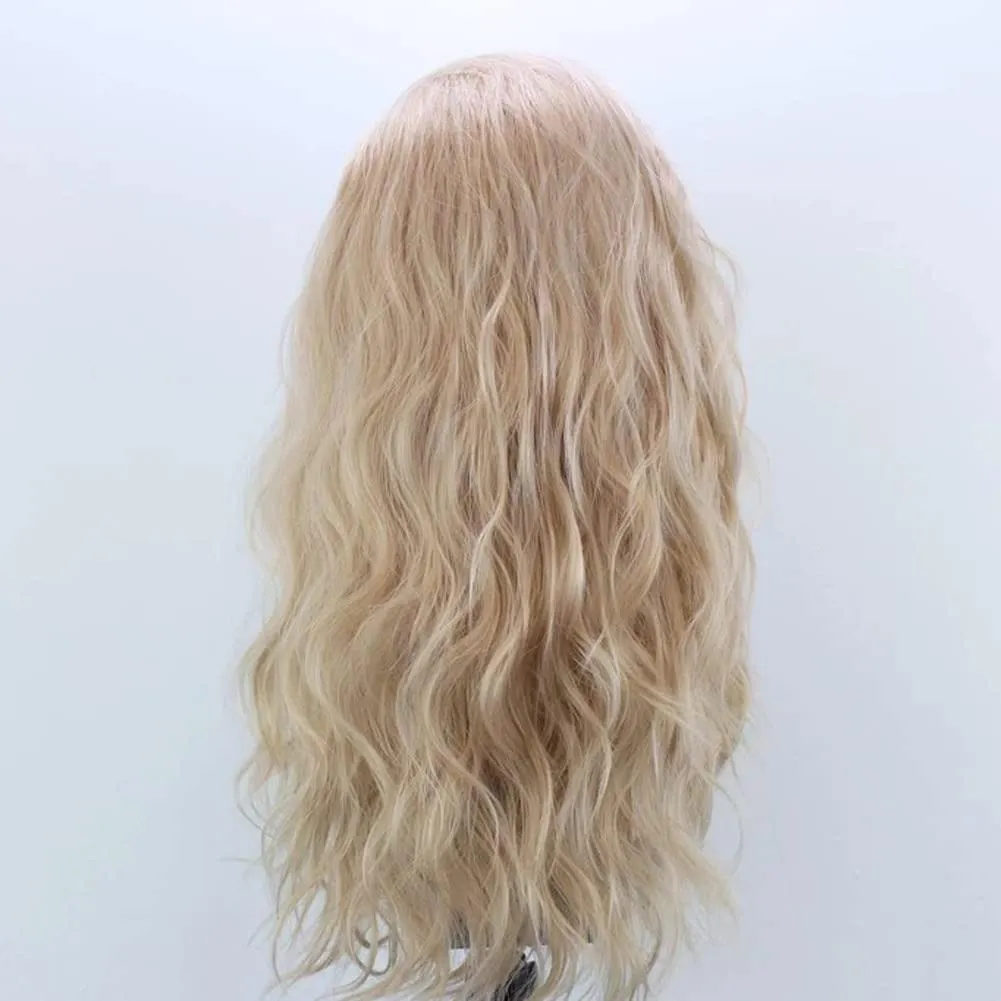 Linen Lace Front Wig for Women Long Curly Synthetic Wigs Blonde Heat Resistant Fiber Hair 24 inches