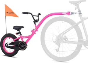 Link Trailer Bike - 16 Inch Bike Trailer with Adjustable BMX Stem and Handlebar - Lightweight Aluminum Frame and Padded Saddle for Cycling - Perfect for Family Rides - Pink