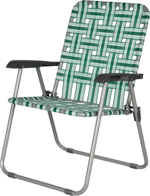 Lippert Green Vintage XL Webbed Folding Outdoor Lawn Chair with Nylon Material, Steel Tube Frame Construction, Anti-Slip Feet for the Yard, Beach, Concerts, Sporting Events, Camping - 2022301772