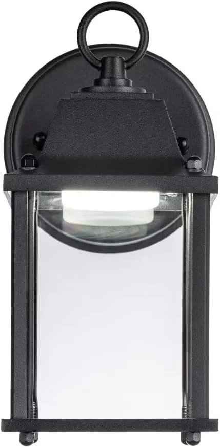 LIT-PaTH Outdoor LED Wall Lantern, Wall Sconce as Porch Lighting Fixture, 5000K Daylight White, 9.5W 800 Lumen, Aluminum Housing Plus Glass, Black Finish, 2-Pack