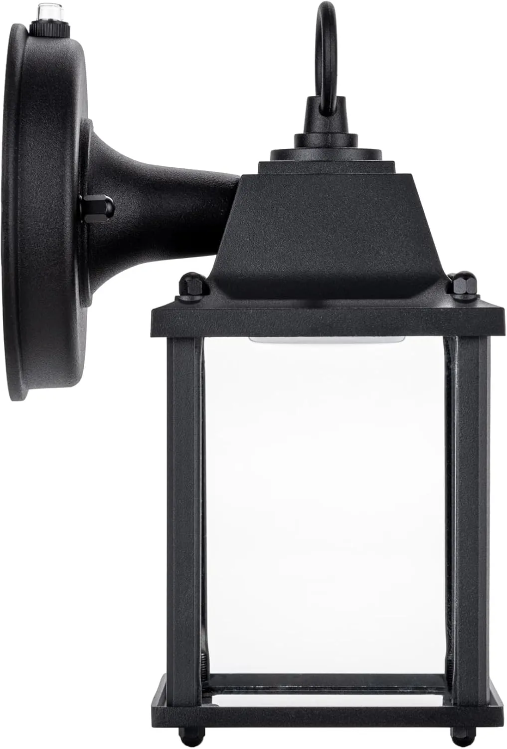 LIT-PaTH Small Outdoor LED Wall Lantern with Dusk to Dawn Photocell, 5000K Daylight White, 9.5W, 800 Lumen, Aluminum Housing Plus Glass, Outdoor Rated, 1-Pack, Black