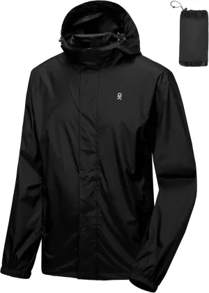 Little Donkey Andy Men's Packable Rain Jacket Windbreaker Waterproof Lightweight Rain Coat with Hood for Golf Cycling Hiking