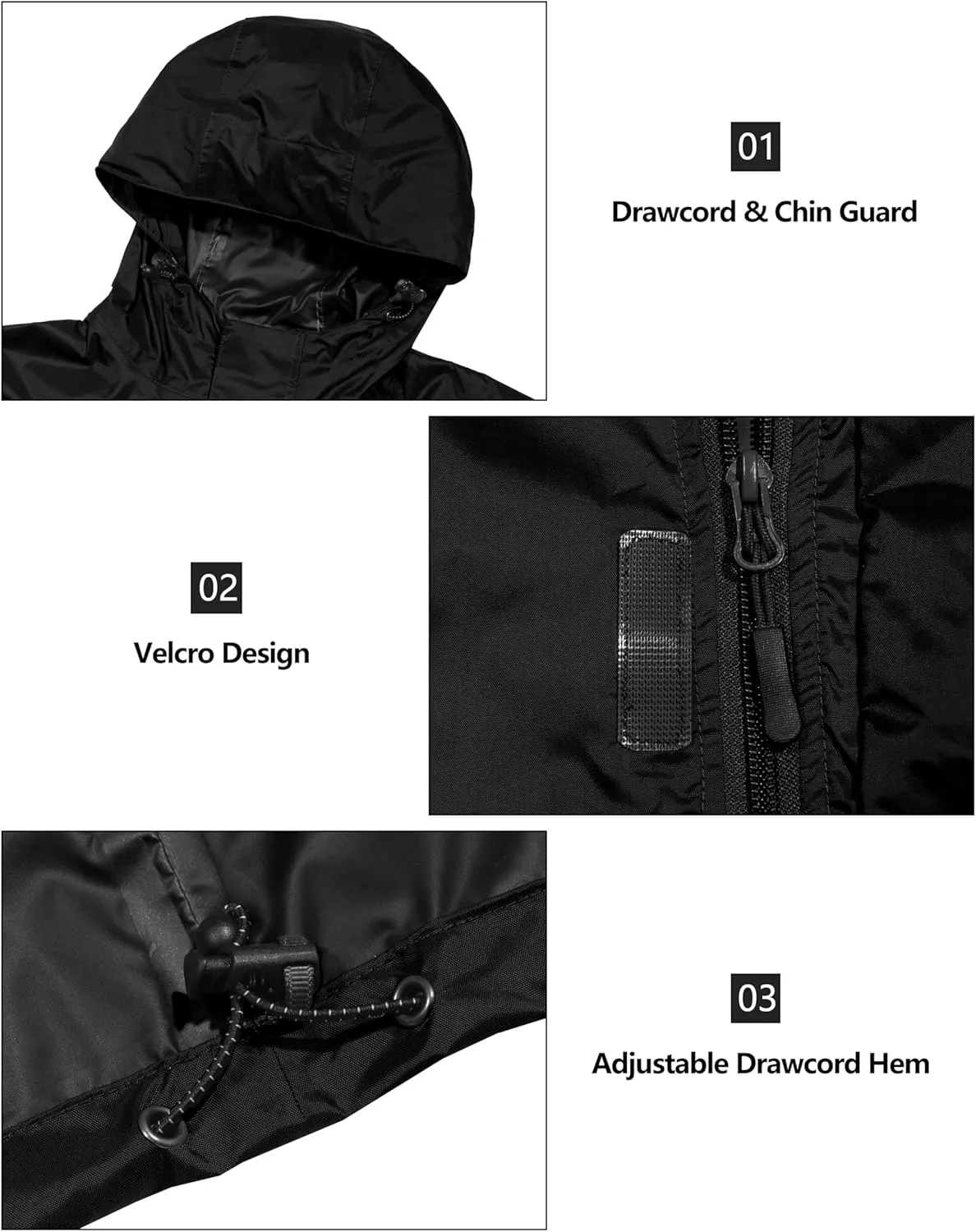 Little Donkey Andy Men's Packable Rain Jacket Windbreaker Waterproof Lightweight Rain Coat with Hood for Golf Cycling Hiking