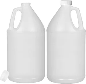 ljdeals 2 Pack 1 Gallon Reusable Plastic Jugs, Ergonomic Handle with Child Resistant Lids, Food Safe, BPA Free, Leak-Resistant, HDPE Plastic Container for Water, Liquids and more, Made in USA