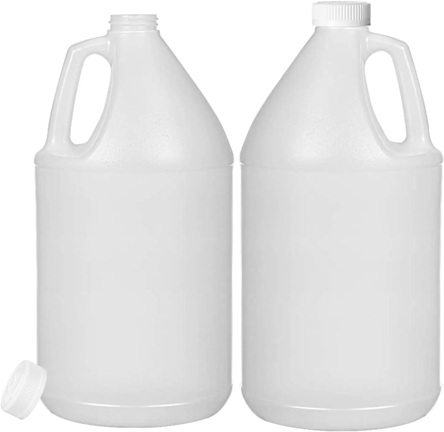 ljdeals 2 Pack 1 Gallon Reusable Plastic Jugs, Ergonomic Handle with Child Resistant Lids, Food Safe, BPA Free, Leak-Resistant, HDPE Plastic Container for Water, Liquids and more, Made in USA