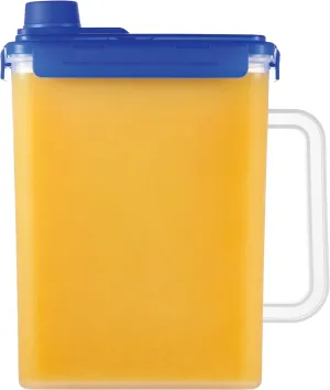 LocknLock Aqua Fridge Door Water Jug with Handle BPA Free Plastic Pitcher with Screw Top Lid Perfect for Making Teas and Juices, 1 Gallon, Blue