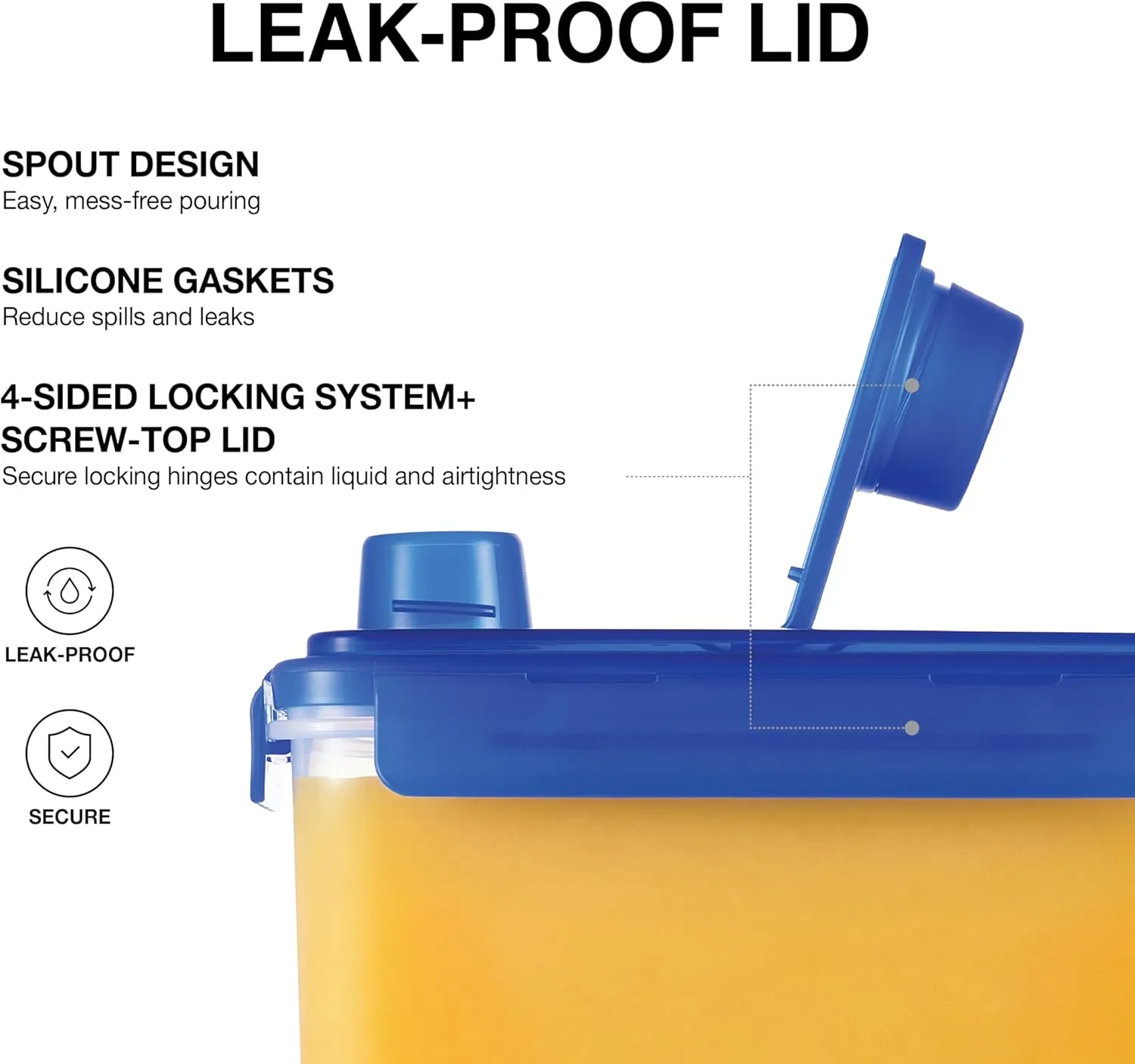 LocknLock Aqua Fridge Door Water Jug with Handle BPA Free Plastic Pitcher with Screw Top Lid Perfect for Making Teas and Juices, 1 Gallon, Blue