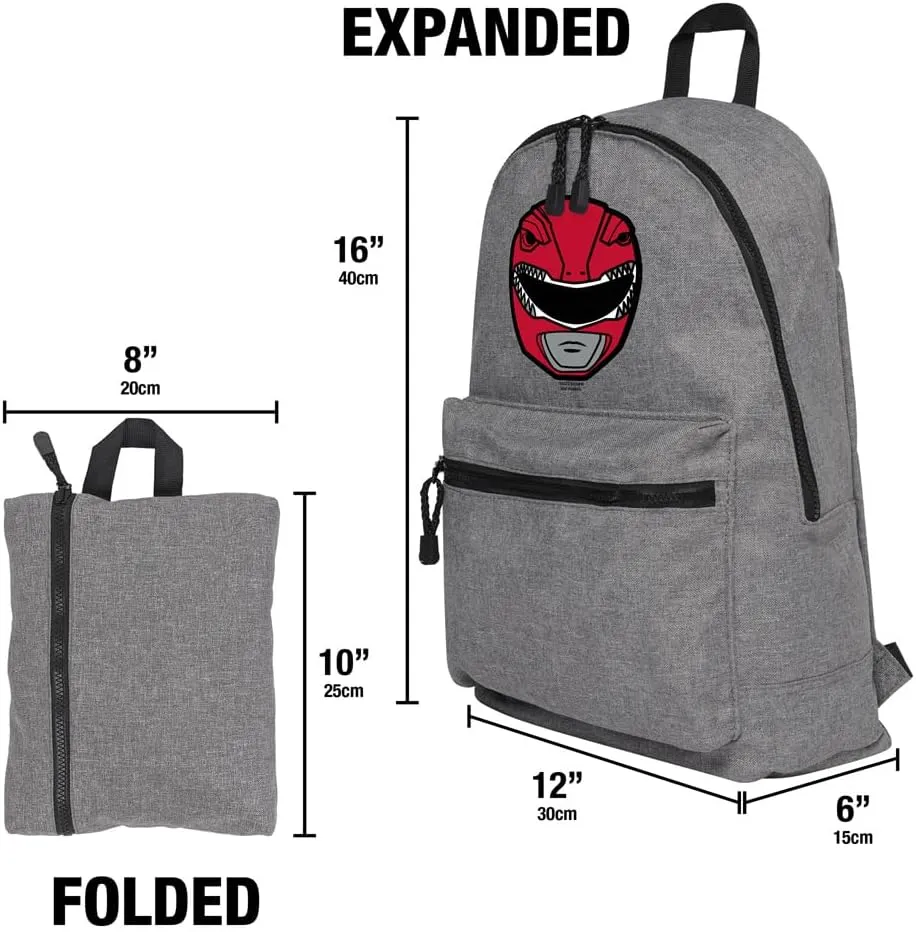 LOGOVISION Power Rangers Red Ranger Helmet Lightweight Backpack for Work School Daily Use Packable for Travel