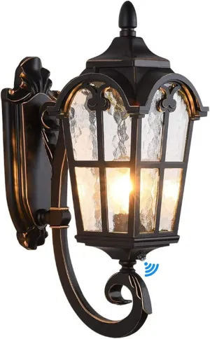 LONEDRUID Dusk to Dawn Sensor Outdoor Wall Light Fixtures Black Roman 17.71" H Exterior Wall Lantern Waterproof Sconce Porch Lights Wall Mount for House Garage Doorway, ETL Listed