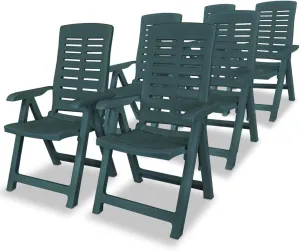 Lounge Chair, Pool Chair, Reclining Patio Chairs 6 pcs, Easy to Clean Suitable for Patio, Porch, Backyard, Balcony, Garden Plastic Green