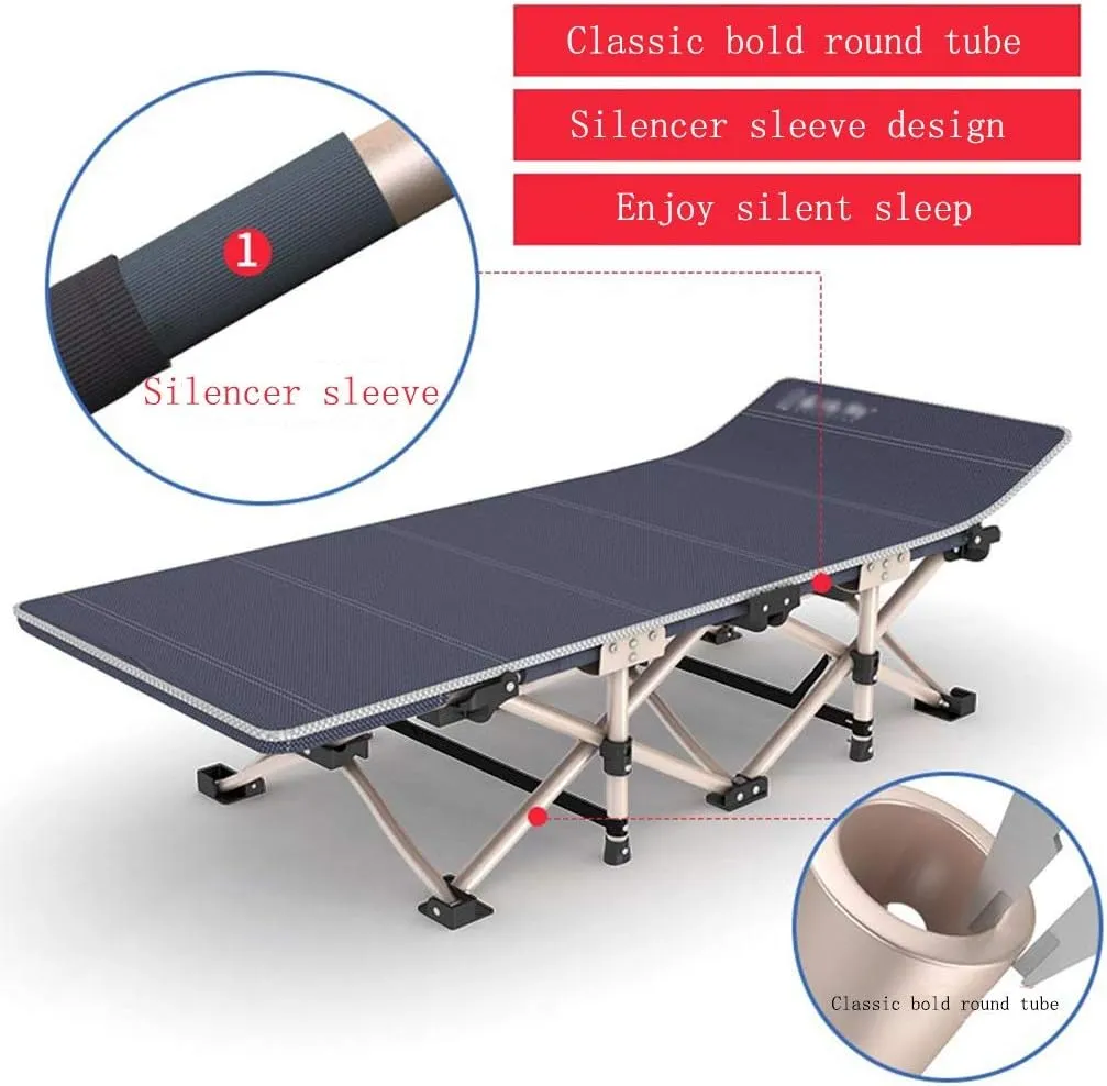Lounge Folding Reclining Chair Garden Folding Deck Chair, Travel Vehicle Convenient Single Bed, Reinforced Steel Tube, with Anti-Skid Foot Pad and Handbag Beach Sun Lounger Chairs