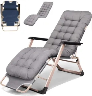 Lounger Chair Folding Portable Breathable Sun Loungers Adjustable Backrest Beach Garden Sun Lounger Outdoor Reclining Camping Chairs Patio Add Removable Breathable Cushion Recliner
