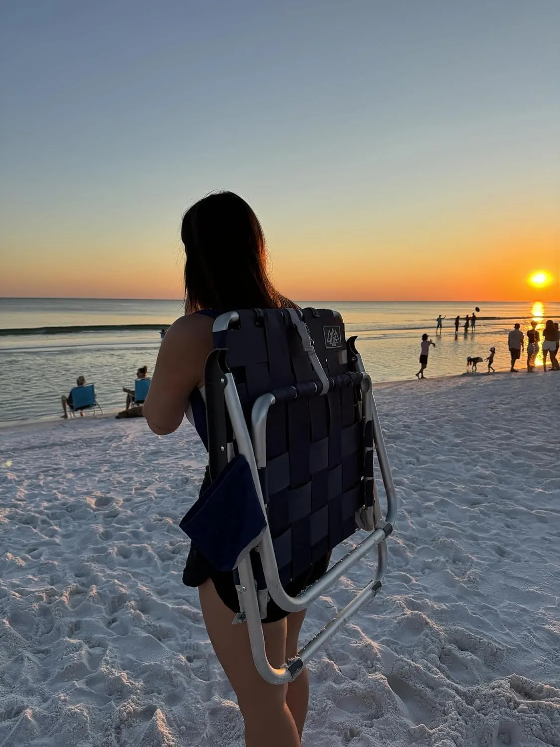 Low Webbed Beach Chair with Backpack Straps - Portable Lightweight Seating for Outdoor Adventures, Beach Days and Camping by Caddis Sports (2)