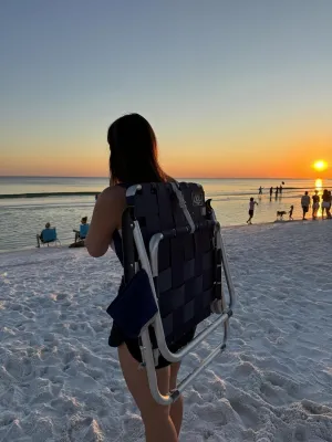 Low Webbed Beach Chair with Backpack Straps - Portable Lightweight Seating for Outdoor Adventures, Beach Days and Camping by Caddis Sports (2)