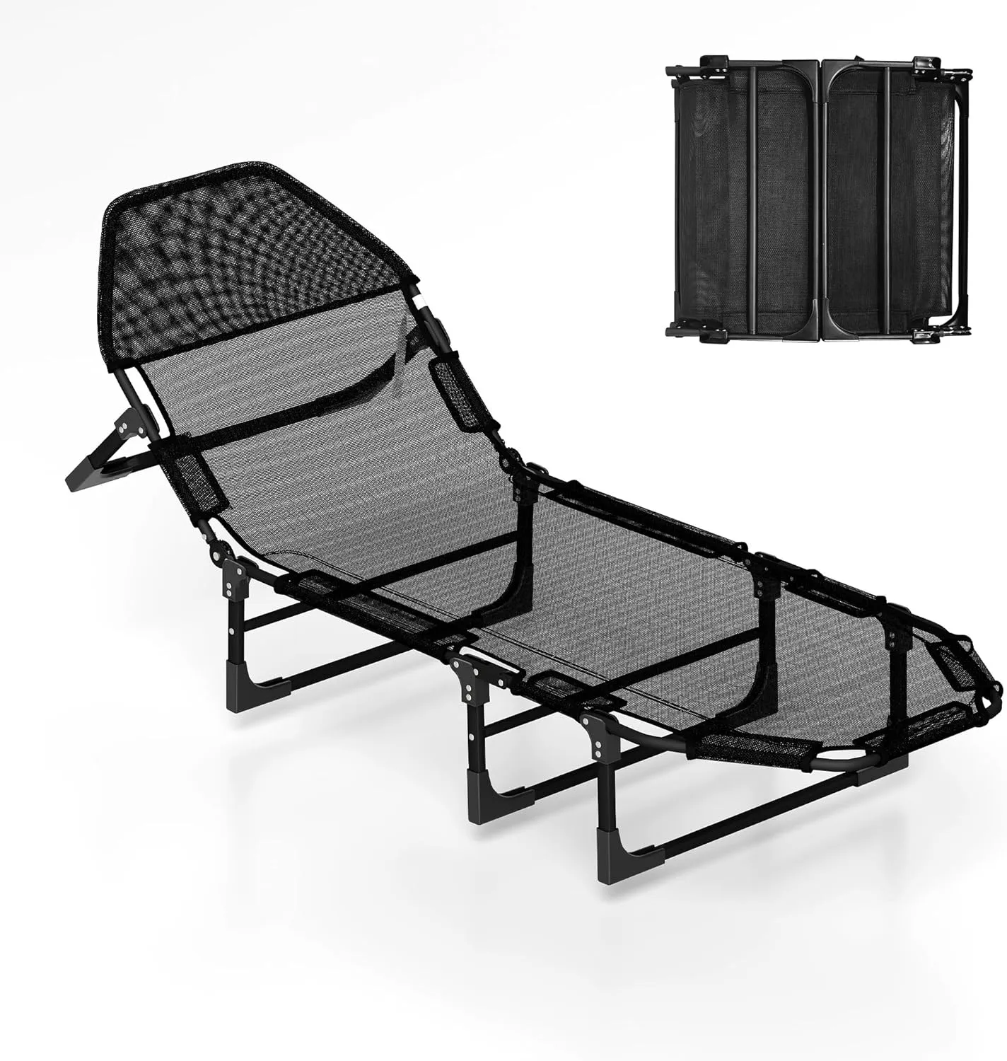 LUCKYERMORE 6FT Outdoor Folding Camping Cot, 440lbs Load Capacity Heavy Duty Sleeping Bed, Indoor Outdoor Sleeping Cot for Camping Tent Office