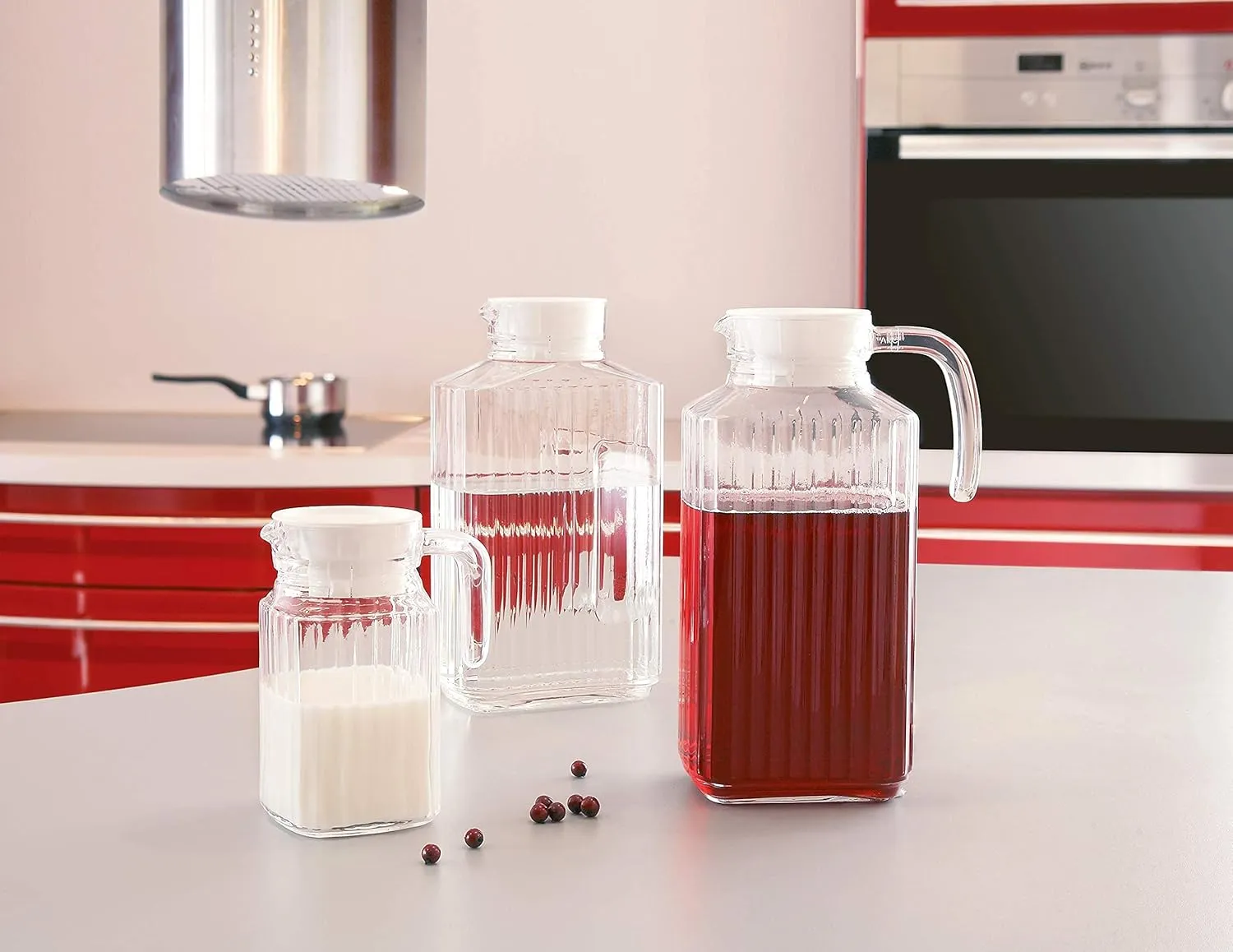 Luminarc Quadro 16.75-Ounce Jug/Pitcher with White Lid