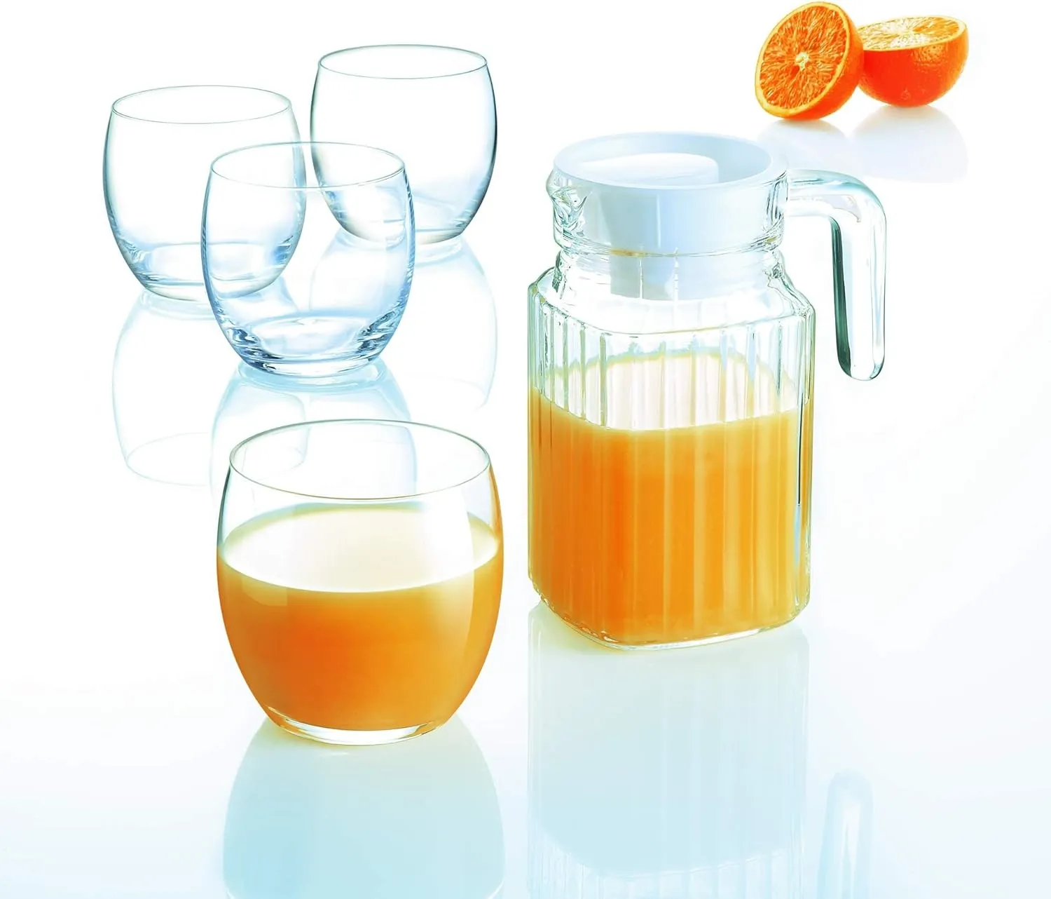 Luminarc Quadro 16.75-Ounce Jug/Pitcher with White Lid